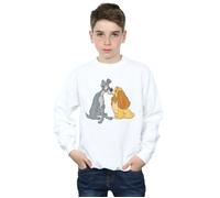 Disney Boy's Lady & The Tramp Distressed Kiss Sweatshirt in White | Size: 7-8 Years Disney White 7-8 Years