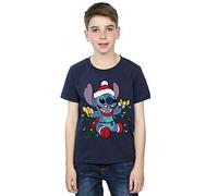 Disney Boys Lilo and Stitch Christmas Lights T-Shirt Navy Blue 5-6 Years
