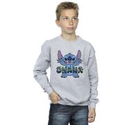 Disney Boy's Lilo & Stitch Ohana Blue Glitch Sweatshirt in Grey | Size: 3-4 Years Disney Grey 3-4 Years