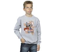 Disney Boy's Lilo & Stitch Ohana Orange Hibiscus Sweatshirt in Grey | Size: 3-4 Years Disney Grey 3-4 Years