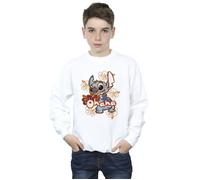 Disney Boy's Lilo & Stitch Ohana Orange Hibiscus Sweatshirt in White | Size: 3-4 Years Disney White 3-4 Years