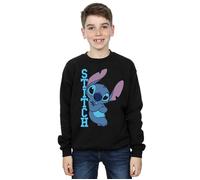 Disney Boy's Lilo & Stitch Posing Sweatshirt in Black | Size: 7-8 Years Disney Black 7-8 Years