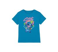 Disney Boy's Lilo & Stitch Retro Miami T-Shirt in Bright Blue | Size: 7-8 Years Disney Bright Blue 7-8 Years