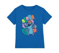 Disney Boy's Lilo & Stitch Tropical Aloha T Shirt, Royal Blue