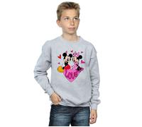 Disney Boy's Love Mickey & Minnie Mouse Hearts Sweatshirt in Grey | Size: 7-8 Years Disney Grey 7-8 Years