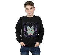 Disney Boy's Maleficent Cropped Head Sweatshirt in Black | Size: 12-13 Years Disney Black 12-13 Years