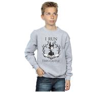 Disney Boy's Maleficent I Run This Castle Sweatshirt in Grey | Size: 12-13 Years Disney Grey 12-13 Years