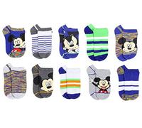 Disney Boy's Mickey Mouse 10 Pack No Show Socks, Dazzling Blue, Sock Size 6-8 (Shoe Size 10-4)