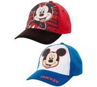 Disney Boys' Mickey Mouse Baseball Cap - 2 Pack 3D Character Curved Brim Strap Back Hat (2T-7), Size 2-4T, Mickey Mouse Design - 2 Piece Set