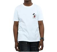 Disney Boy's Mickey Mouse Kickin Retro Chest T-Shirt in White | Size: 12-13 Years Disney White 12-13 Years