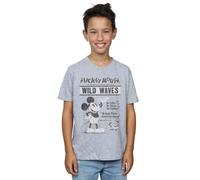 Disney Boy's Mickey Mouse Making Waves T-Shirt in Grey | Size: 12-13 Years Disney Grey 12-13 Years