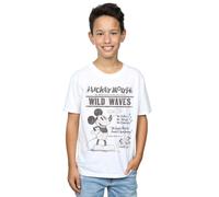 Disney Boy's Mickey Mouse Making Waves T-Shirt in White | Size: 7-8 Years Disney White 7-8 Years