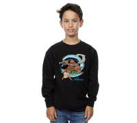 Disney Boy's Moana & Maui Wave Sweatshirt in Black | Size: 5-6 Years Disney Black 5-6 Years