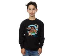 Disney Boy's Moana & Maui Wave Sweatshirt in Black | Size: 9 Years Disney Black 9 Years