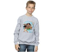 Disney Boy's Moana & Maui Wave Sweatshirt in Grey | Size: 5-6 Years Disney Grey 5-6 Years