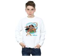 Disney Boy's Moana & Maui Wave Sweatshirt in White | Size: 5-6 Years Disney White 5-6 Years