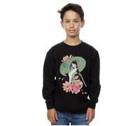 Disney Boy's Mulan Magnolia Collage Sweatshirt in Black | Size: 12-13 Years Disney Black 12-13 Years