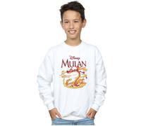 Disney Boy's Mulan Mushu Dragon Fire Sweatshirt in White | Size: 12-13 Years Disney White 12-13 Years