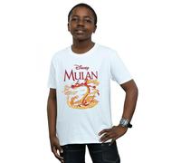 Disney Boy's Mulan Mushu Dragon Fire T-Shirt in White | Size: 12-13 Years Disney White 12-13 Years