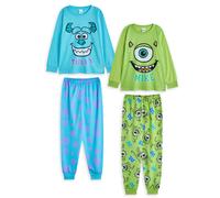 Disney Monsters Inc Boys Blue & Green Pyjama Set Pack of 2 | Long Sleeve Top & Long Bottoms | Sully & Mike Graphic Nightwear | Kids Character PJs Merch - 11-12 Years