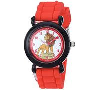 Disney Boys' New Lion King Analog Quartz Watch with Silicone Strap, Red, 16 (Model: WDS000758)