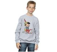 Disney Boy's Pinocchio Classic Pinocchio Sweatshirt in Grey | Size: 7-8 Years Disney Grey 7-8 Years