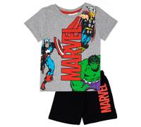 Disney Marvel Boys Black Avengers Hulk, Captain America, Thor Short Sleeve Short Leg Pyjama Set - 7-8 Years
