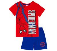 Marvel Spiderman Boys Pyjama Set | Kids T-Shirt and Shorts PJs Bundle | Blue and Red Web-Slinging Nightwear | Complete Pajamas for Children | Nightwear Costume Gift for Superheroes
