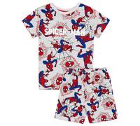 Marvel Spider-Man Boys Pyjama Set | Grey Short Sleeve T-Shirt and All Over Print Shorts PJs For Kids | Spiderman Classic Superhero Comic Books Character Sleepwear | Movie Nightwear Gifts for Children