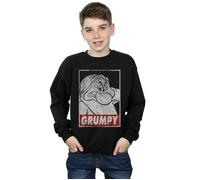 Disney Boy's Snow White Grumpy Dwarf Poster Sweatshirt in Black | Size: 9 Years Disney Black 9 Years
