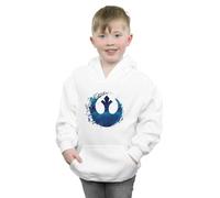 Disney Boy's Star Wars The Rise Of Skywalker Resistance Symbol Wave Hoodie in White | Size: 7-8 Years Disney White 7-8 Years
