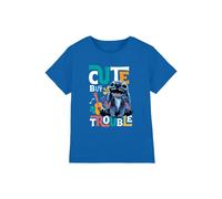 Disney Boy's Stitch Cute But Trouble Kids T-Shirt, Royal Blue in Dark Blue | Size: 7-8 Years Disney Dark Blue 7-8 Years
