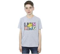 Disney Boy's The Lion King Pattern Logo T-Shirt in Grey | Size: 5-6 Years Disney Grey 5-6 Years