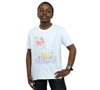 Disney Boy's The Little Mermaid Faded Nostalgia T-Shirt in White | Size: 9 Years Disney White 9 Years