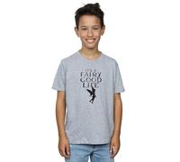 Disney Boy's Tinkerbell Fairy Good Life T-Shirt in Grey | Size: 7-8 Years Disney Grey 7-8 Years