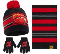 Disney Boys Toddler Winter, Scarf & Mittens 2-4 Or Cars Lightning McQueen Hat, Scarves & Kids 4-7 Cold Weather, Red/Black (Glove Set), Age 2-7