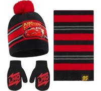 Disney Boys Toddler Winter, Scarf 2-4 Or Cars Lightning McQueen Hat, Scarves & Kids Gloves 4-7 Cold Weather, Red/Black (Mitten Set), Years