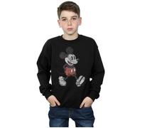 Disney Boy's Walking Mickey Mouse Cotton Sweatshirt in Black | Size: 12-13 Years Disney Black 12-13 Years