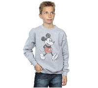 Disney Boy's Walking Mickey Mouse Cotton Sweatshirt in Grey | Size: 7-8 Years Disney Grey 7-8 Years