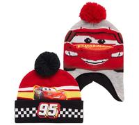 Disney Boys' Winter Hat - 2 Pack Lightning McQueen Pom Pom Beanie or Mickey Mouse Hat, Size Age 4-7, Lightning McQueen