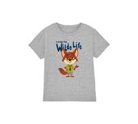 Disney Boy's Zootopia Nick Wilde Life Fox Kids T-Shirt in Grey | Size: 7-8 Years Disney Grey 7-8 Years
