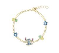 Disney Brass Gold Stitch Pineapple & Flower Bracelet BF00716YRWL-65.PA - Brass Plated