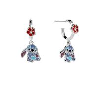 Disney Lilo & Stitch Silver and Red Enamel Hanging Flower Earrings