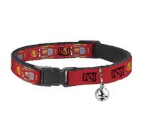 Disney Breakaway Cat Collar | Cars Lightning McQueen Aerial View Red Durable Adjustable Bell ID Tag Ring
