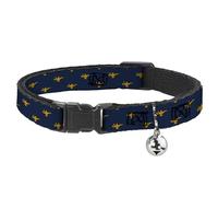 Disney Breakaway Cat Collar With Bell, Plastic Clip, Easy Adjustable, Aladdin Genie Lamp Monogram Navy Gold, 8.5 to 12 Inches 0.5 Inch Wide