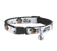 Disney Breakaway Cat Collar With Bell, Plastic Clip, Easy Adjustable, Aladdin Jasmine Palace Pose with Script and Flowers White, 8.5 to 12 Inches 0.5 Inch Wide