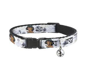 Disney Breakaway Cat Collar With Bell, Plastic Clip, Easy Adjustable, Aladdin Jasmine Palace Pose with Script and Flowers White, 8.5 to 12 Inches 0.5 Inch Wide