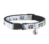 Disney Breakaway Cat Collar With Bell, Plastic Clip, Easy Adjustable, Cinderella Pumpkin Coach and Mice Pose with Script Blues, 8.5 to 12 Inches 0.5 Inch Wide