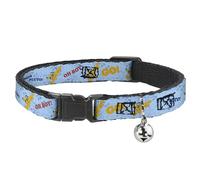 Disney Breakaway Cat Collar With Bell, Plastic Clip, Easy Adjustable, Disney Pluto Poses and Quotes Blues Red Yellow, 8.5 to 12 Inches 0.5 Inch Wide