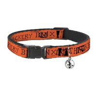 Disney Breakaway Cat Collar With Bell, Plastic Clip, Easy Adjustable, Hocus Pocus Thackery Binx Cat Silhouette Orange Black, 8.5 to 12 Inches 0.5 Inch Wide